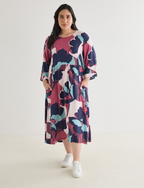 Studio Curve Oversized Floral Pocket Dress, Wine & Sage product photo View 05 L