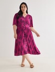 Studio Curve Wild Flower Print Empire Dress, Magenta & Ink product photo