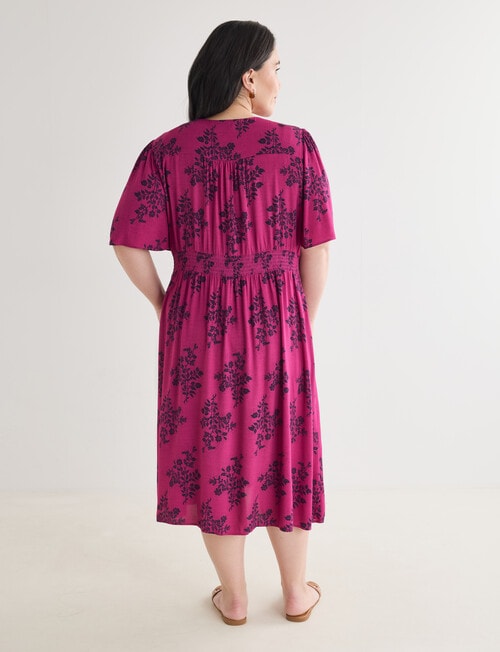 Studio Curve Wild Flower Print Empire Dress, Magenta & Ink product photo View 02 L