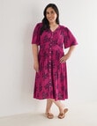 Studio Curve Wild Flower Print Empire Dress, Magenta & Ink product photo View 05 S