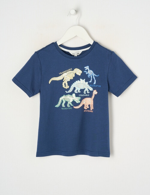 Mac & Ellie Glow Dino Short Sleeve Tee, Indigo product photo