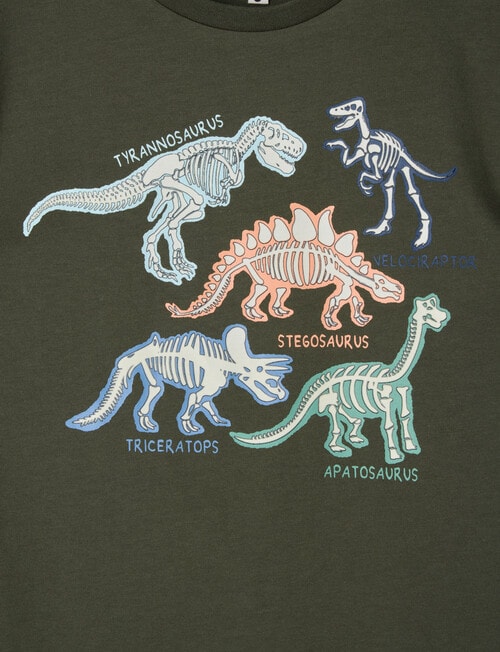 Mac & Ellie Dino Glow Short Sleeve Tee, Olive product photo View 02 L