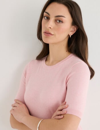 Oliver Black Short Sleeve Knit Jumper, Soft Pink Marle product photo