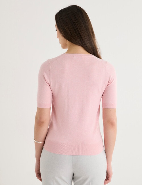 Oliver Black Short Sleeve Knit Jumper, Soft Pink Marle product photo View 02 L