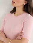 Oliver Black Short Sleeve Knit Jumper, Soft Pink Marle product photo View 04 S
