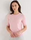 Oliver Black Short Sleeve Knit Jumper, Soft Pink Marle product photo View 05 S
