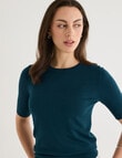 Oliver Black Short Sleeve Knit Jumper, Deep Teal product photo