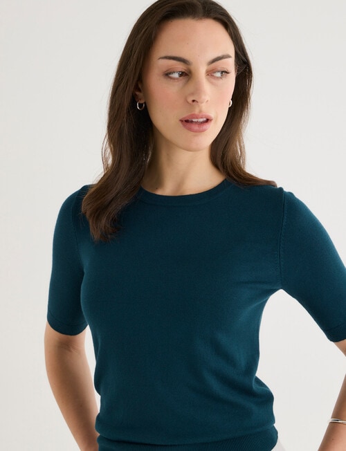 Oliver Black Short Sleeve Knit Jumper, Deep Teal product photo
