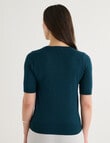 Oliver Black Short Sleeve Knit Jumper, Deep Teal product photo View 02 S