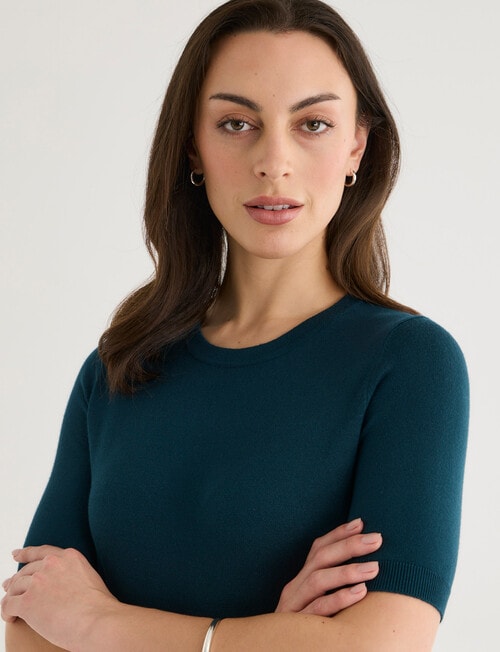 Oliver Black Short Sleeve Knit Jumper, Deep Teal product photo View 04 L