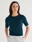 Oliver Black Short Sleeve Knit Jumper, Deep Teal product photo View 05 S