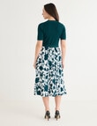 Oliver Black Short Sleeve Pleated Dress, Deep Teal product photo View 02 S