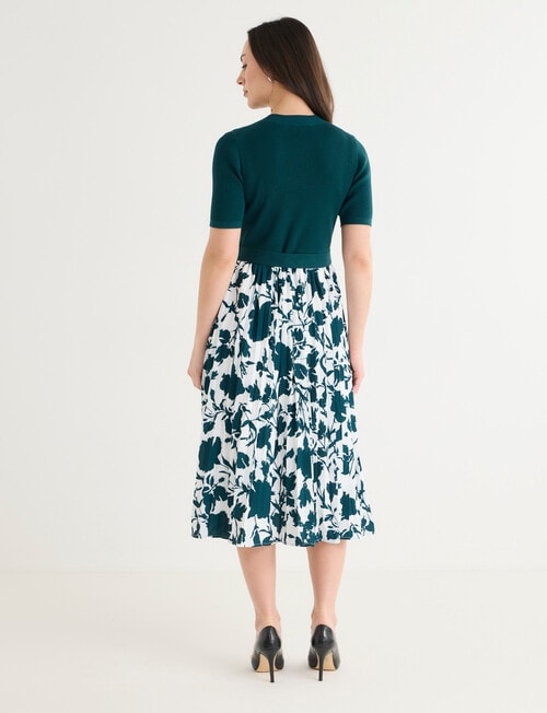 Oliver Black Short Sleeve Pleated Dress, Deep Teal product photo View 02 L