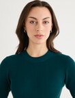 Oliver Black Short Sleeve Pleated Dress, Deep Teal product photo View 04 S