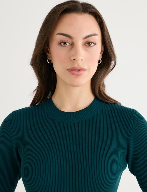 Oliver Black Short Sleeve Pleated Dress, Deep Teal product photo View 04 L