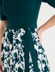 Oliver Black Short Sleeve Pleated Dress, Deep Teal product photo View 05 S