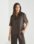 Whistle Short Sleeve Shirt, Textured Satin Java product photo
