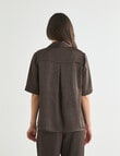 Whistle Short Sleeve Shirt, Textured Satin Java product photo View 02 S