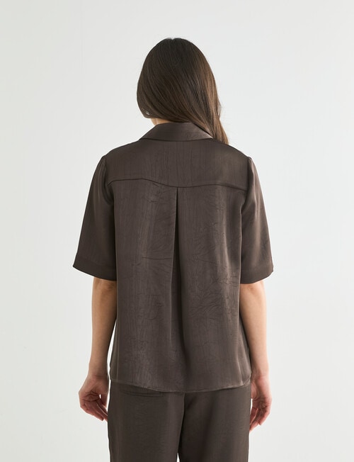 Whistle Short Sleeve Shirt, Textured Satin Java product photo View 02 L
