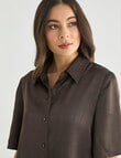 Whistle Short Sleeve Shirt, Textured Satin Java product photo View 04 S