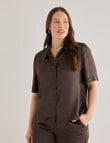Whistle Short Sleeve Shirt, Textured Satin Java product photo View 12 S