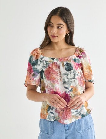 Whistle Square Neck Top, Spring Bouquet product photo