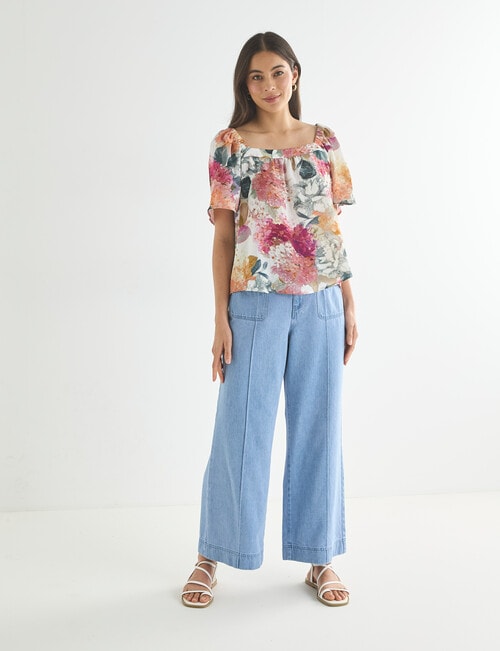 Whistle Square Neck Top, Spring Bouquet product photo View 03 L