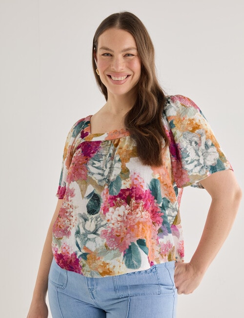Whistle Square Neck Top, Spring Bouquet product photo View 12 L