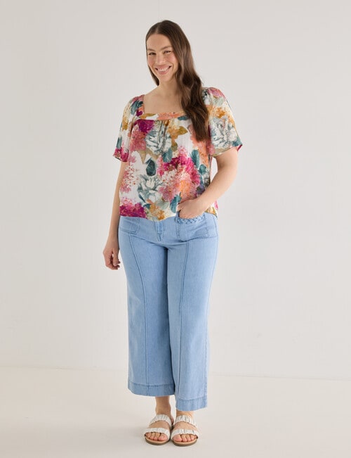 Whistle Square Neck Top, Spring Bouquet product photo View 13 L