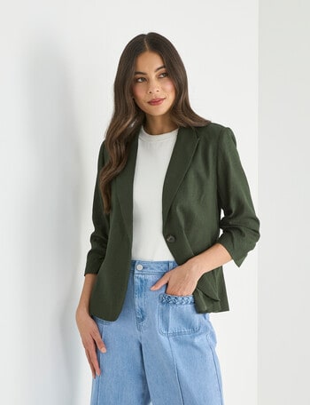 Whistle Ruched Sleeve Linen Blend Jacket, Gable product photo