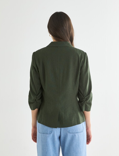 Whistle Ruched Sleeve Linen Blend Jacket, Gable product photo View 02 L