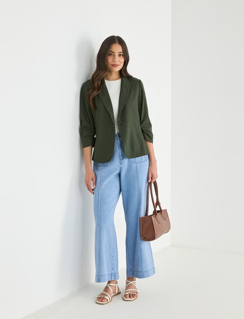 Whistle Ruched Sleeve Linen Blend Jacket, Gable product photo View 05 L