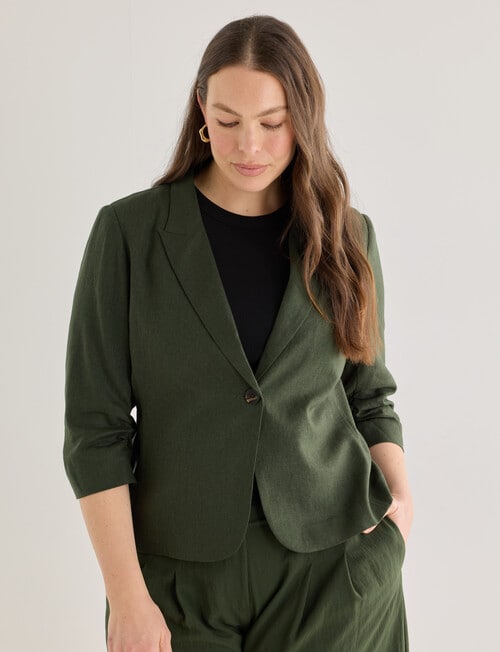 Whistle Ruched Sleeve Linen Blend Jacket, Gable product photo View 12 L