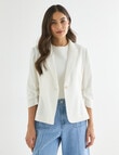 Whistle Ruched Sleeve Linen Blend Jacket, Ivory product photo