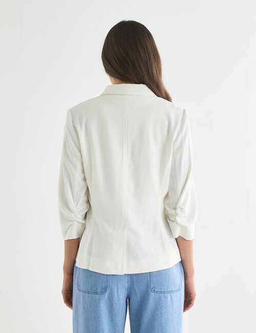 Whistle Ruched Sleeve Linen Blend Jacket, Ivory product photo View 02 L