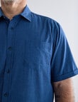 Chisel Linen Blend Short Sleeve Shirt, Blue product photo View 04 S