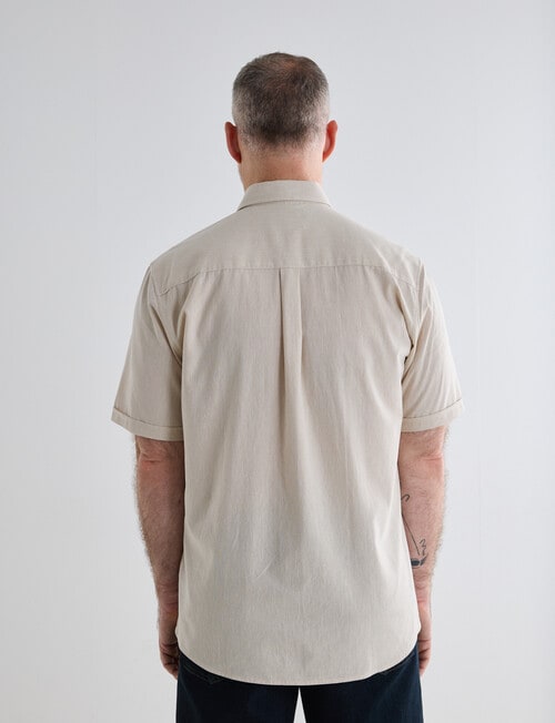 Chisel Linen Blend Short Sleeve Shirt, Sand product photo View 02 L