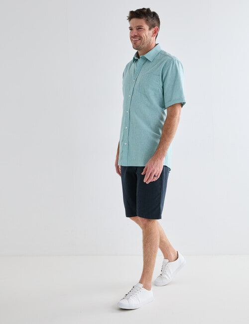 Chisel Linen Blend Short Sleeve Shirt, Teal product photo View 03 L