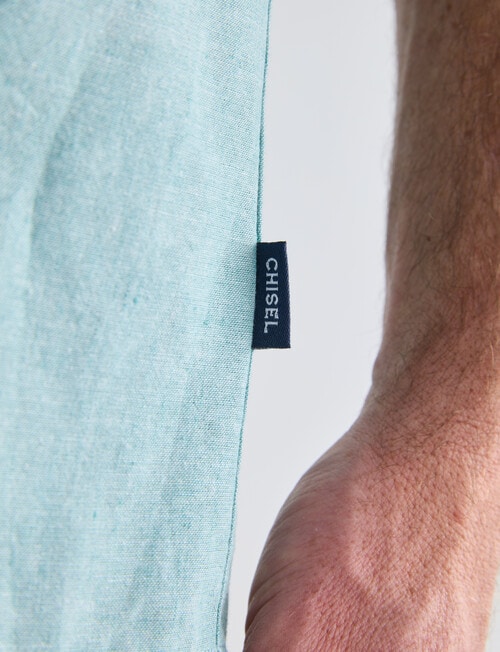 Chisel Linen Blend Short Sleeve Shirt, Teal product photo View 04 L