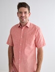 Chisel Linen Blend Short Sleeve Shirt, Peach product photo
