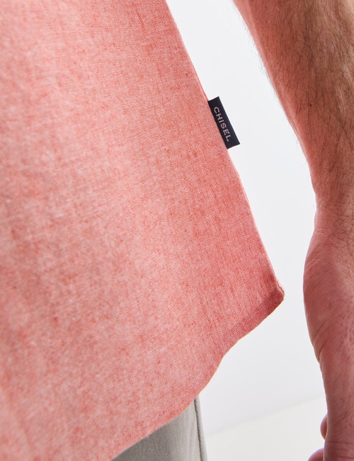 Chisel Linen Blend Short Sleeve Shirt, Peach product photo View 04 L