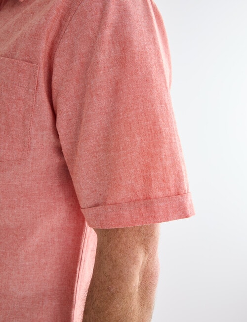 Chisel Linen Blend Short Sleeve Shirt, Peach product photo View 05 L