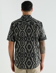 Kauri Trail Ikat Print Short Sleeve Shirt, Black product photo View 02 S