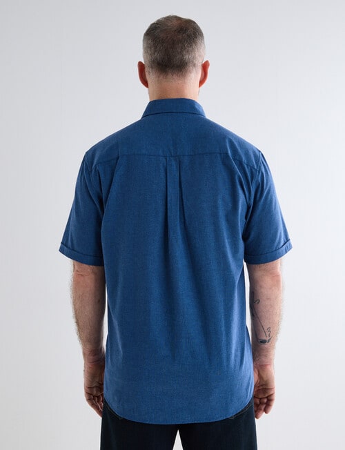 Chisel Linen Blend Short Sleeve Shirt, Blue product photo View 02 L
