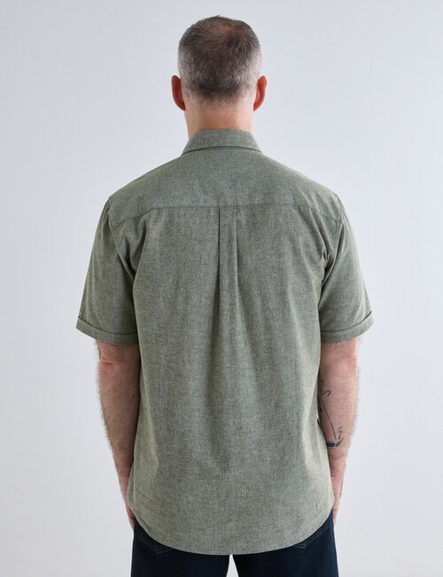 Chisel Linen Blend Short Sleeve Shirt, Khaki product photo View 02 L