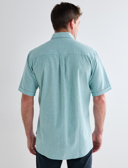 Chisel Linen Blend Short Sleeve Shirt, Teal product photo View 02 L