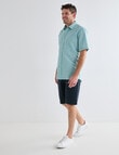 Chisel Linen Blend Short Sleeve Shirt, Teal product photo View 03 S