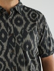 Kauri Trail Ikat Print Short Sleeve Shirt, Black product photo View 04 S