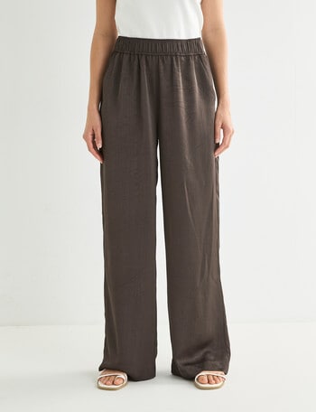 Whistle Textured Satin Pant, Regular Length Java product photo