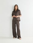 Whistle Textured Satin Pant, Regular Length Java product photo View 03 S